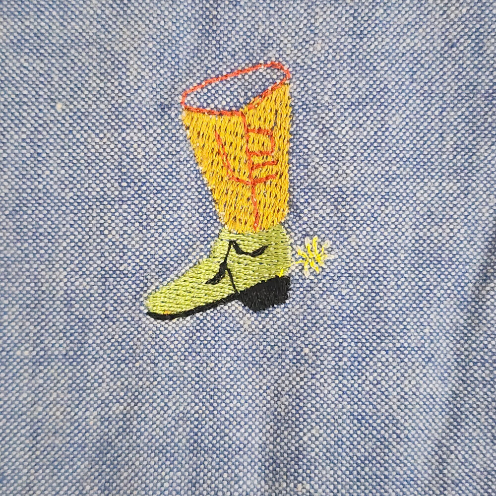 VTG Chambray Western Shirt Embroidered Boots Size Large #1450 - Picture 5 of 16